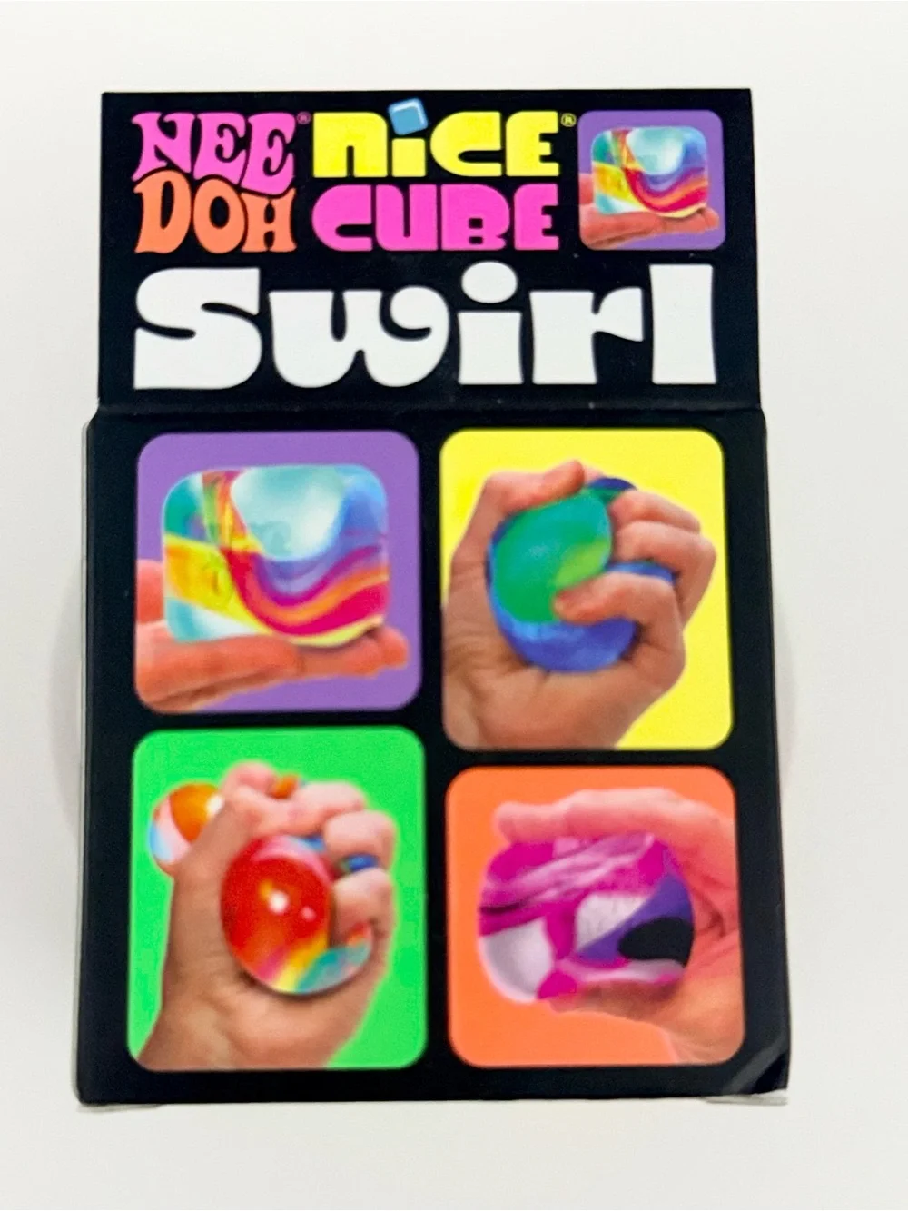 NWT Schylling NeeDoh Nice Cube Swirl Purple Pink White Squishy Toy